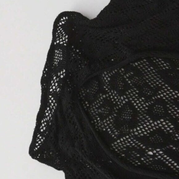 Black Leopard Pattern Long-Sleeve Full Body Fishnet Bodysuit - Picture 6 of 10